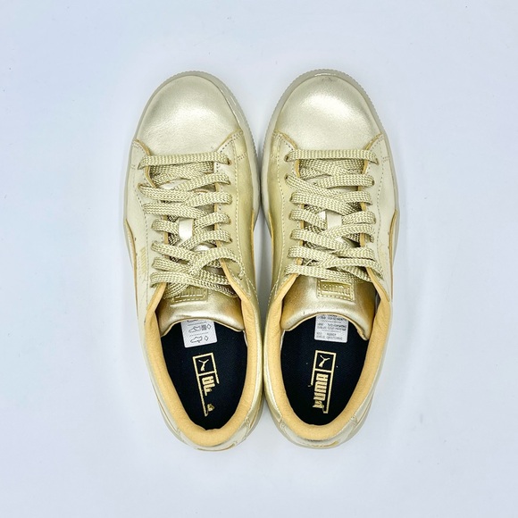 Puma Suede ‘50th Anniversary’ Gold Leather Sneakers 367297 Kids Juniors Sz 6.5c - Picture 9 of 14